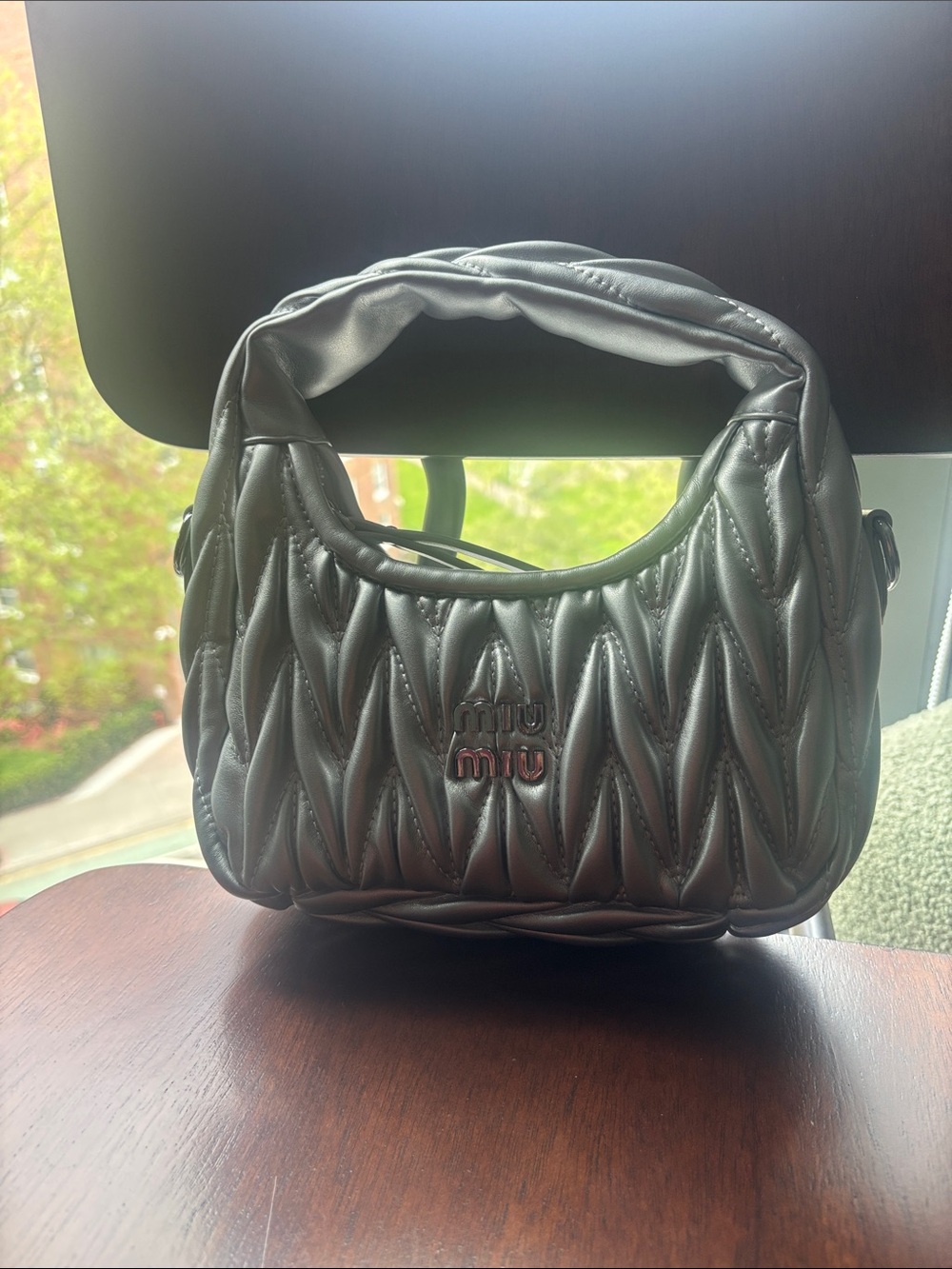 Miu Miu Wander matelassé nappa leather hobo bag